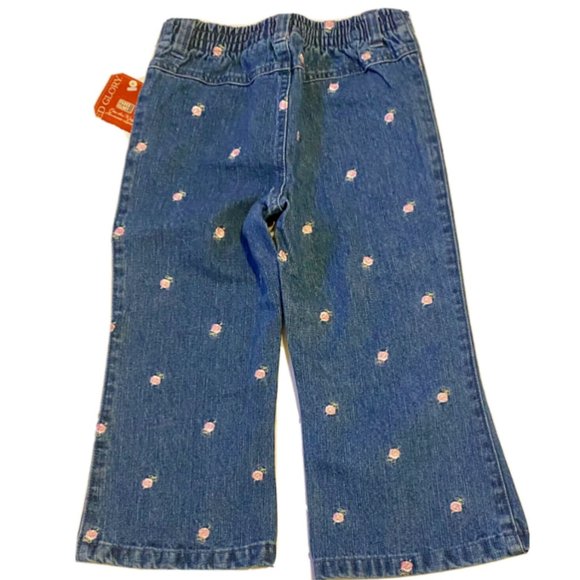 Faded Glory Jeans Girls Size 3T Embroidered Pink Flower - Picture 3 of 3